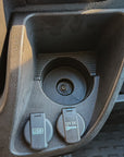 Fitment check: the cup holder this mount fits, with the step in the middle and the TX25 Torx screw at the bottom