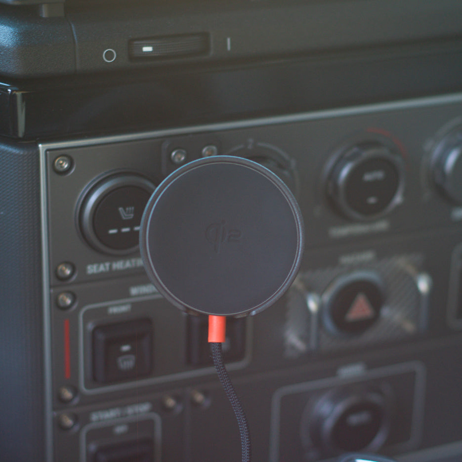 Tactic Engineering MagSafe phone mount bolted to the dashboard of an INEOS Grenadier on factory screw points