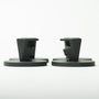 Pair of Tactic Engineering magnetic supports for Starlink Mini, SLS 3D printed nylon brackets with rubber coated neodymium magnet bases shown from front and back angles on white background, designed for flat surface mounting