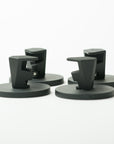 Four Tactic Engineering magnetic supports for Starlink Mini displayed from multiple angles on dark background, showing the SLS 3D printed nylon bracket design and rubber coated neodymium magnet bases for secure flat surface mounting