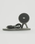 Jeep Wrangler JL (2024+) and Gladiator JT phone mount by Tactic Engineering rotating 360°: vehicle-specific SLS nylon base designed and built in Switzerland, with MagSafe-compatible Qi2 wireless charger.