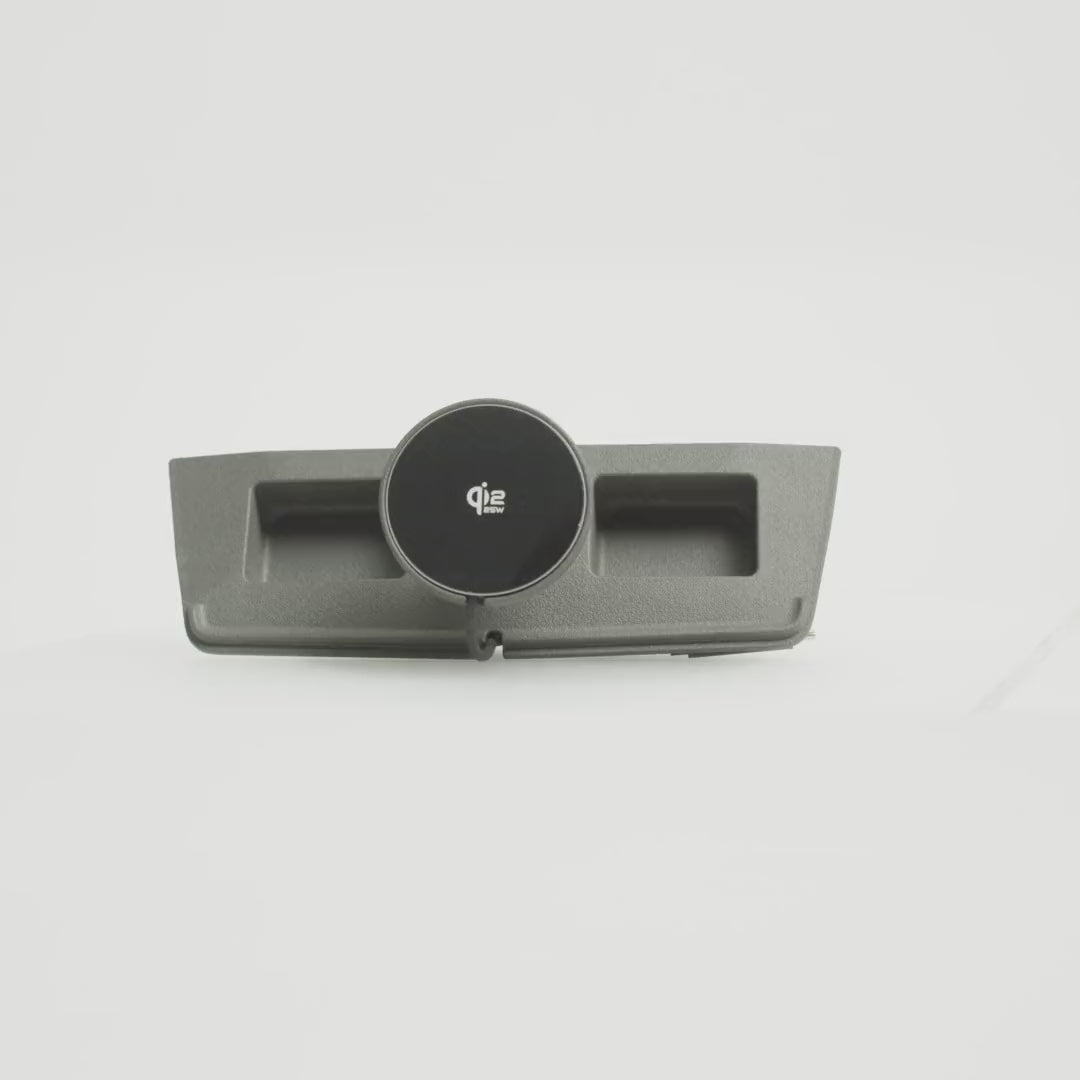 Porsche Macan EV phone mount by Tactic Engineering rotating 360°: vehicle-specific SLS nylon base with MagSafe-compatible Qi2 wireless charger