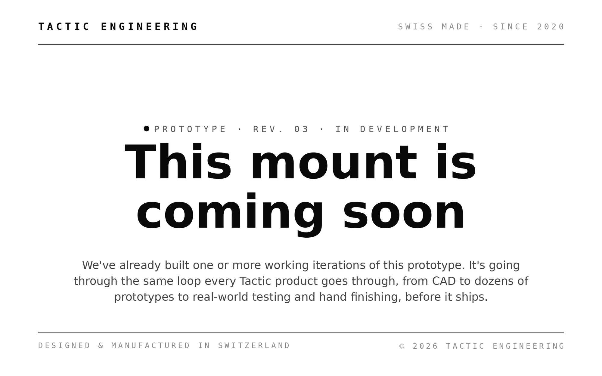 Ford Transit 2024+ Phone Mount — coming soon. Tactic Engineering, Swiss made.